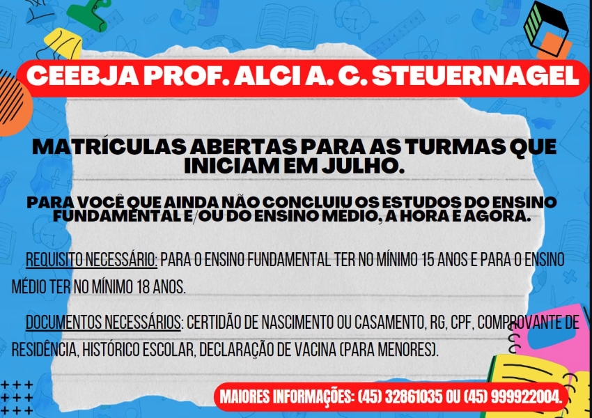 Ceebja de Cascavel tem Educação para Jovens e Adultos a distância